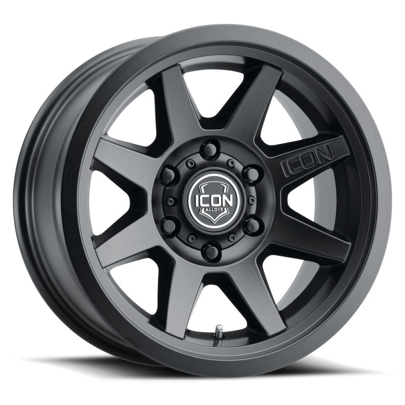 ICON Rebound 17x8.5 6x5.5 0mm Offset 4.75in BS 106.1mm Bore Satin Black Wheel ICON ICO1917858347SB