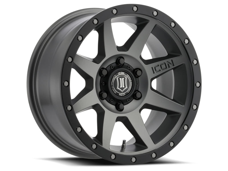 ICON Rebound 18x9 6x5.5 0mm Offset 5in BS 106.1mm Bore Titanium Wheel - Black Ops Auto Works
