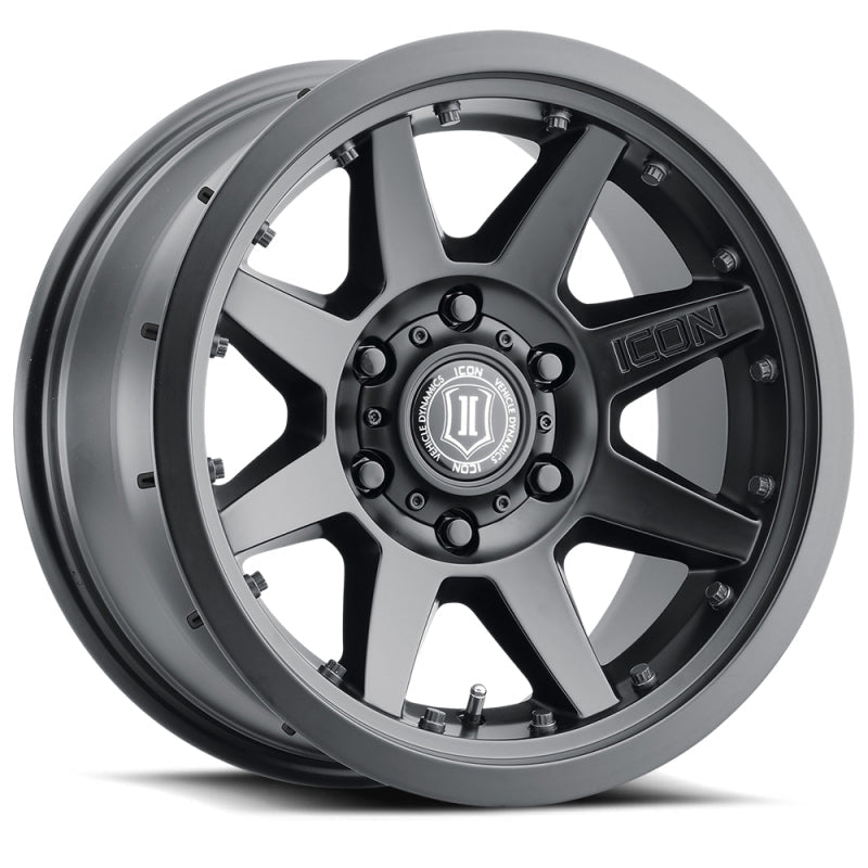 ICON Rebound Pro 17x8.5 6x5.5 0mm Offset 4.75in BS 106.1mm Bore Satin Black Wheel ICON ICO21817858347SB