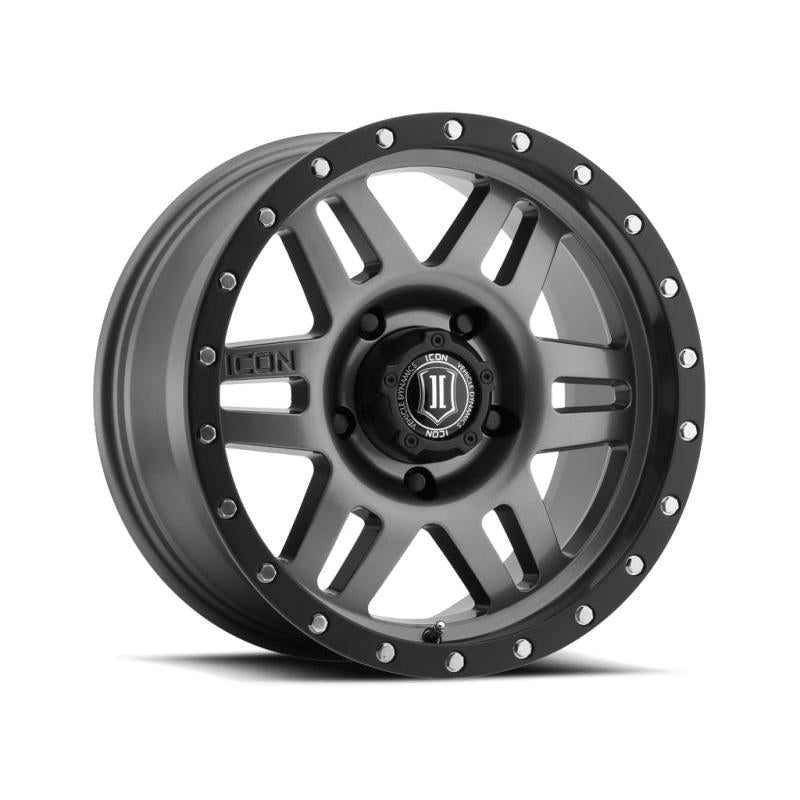 ICON Six Speed 17x8.5 5x5 -6mm Offset 4.5in BS 94mm Bore Gun Metal Wheel ICON ICO1417857345GM