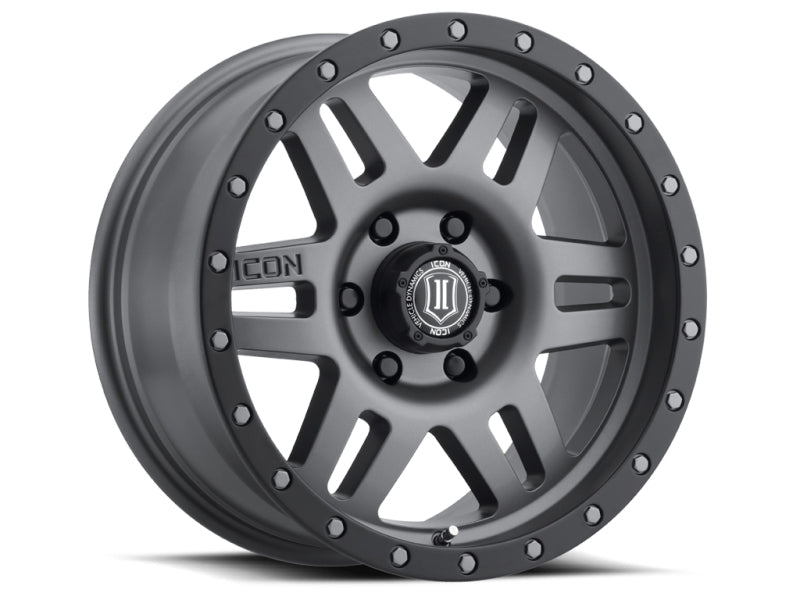 ICON Six Speed 17x8.5 6x5.5 0mm Offset 4.75in BS 108mm Bore Titanium Wheel - Black Ops Auto Works