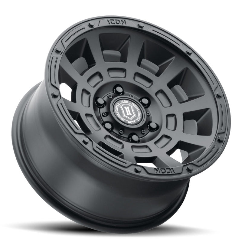 ICON Thrust 17x8.5 6x5.5 0mm Offset 4.75in BS Satin Black Wheel ICON ICO2817858347SB