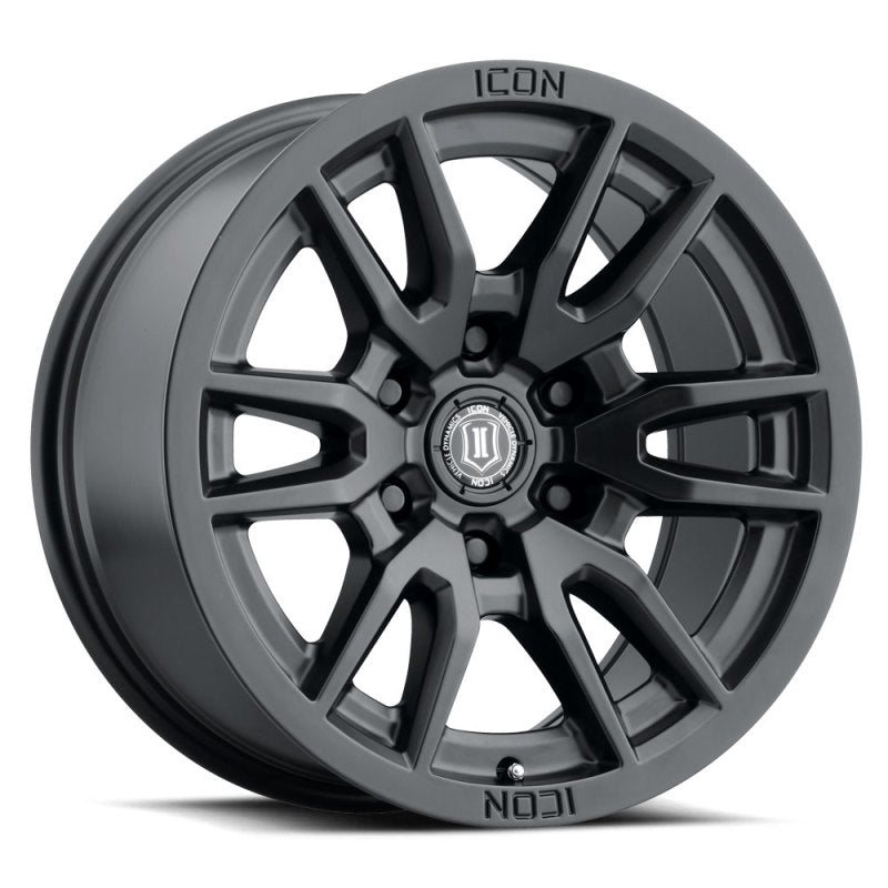 ICON Vector 6 17x8.5 6x135 6mm Offset 5in BS 87.1mm Bore Satin Black Wheel ICON ICO2417856350SB