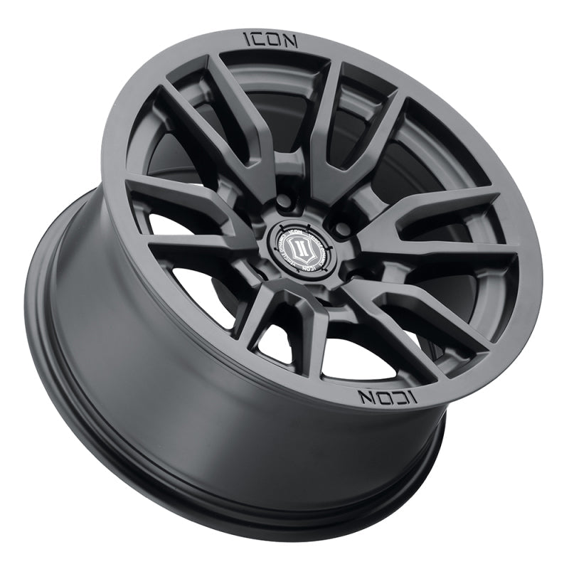 ICON Vector 6 17x8.5 6x5.5 0mm Offset 4.75in BS 106.1mm Bore Satin Black Wheel ICON ICO2417858347SB