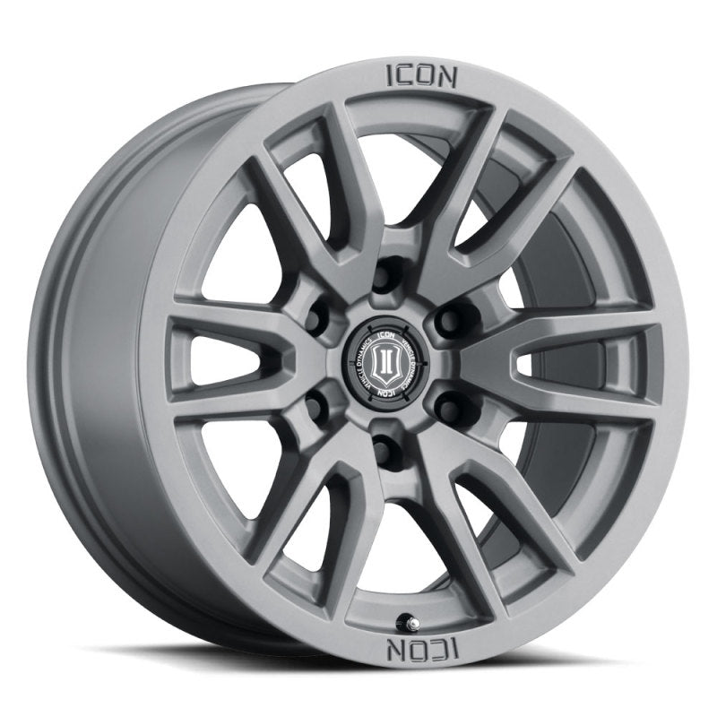 ICON Vector 6 17x8.5 6x5.5 0mm Offset 4.75in BS 106.1mm Bore Titanium Wheel ICON ICO2417858347TT