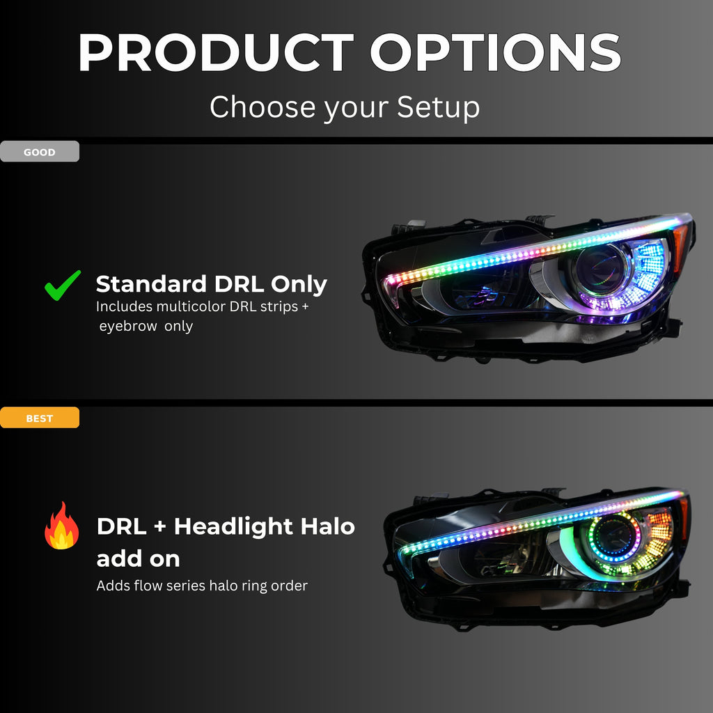 RGB Halo Kits Infiniti Q50 Multicolor Flow DRL Boards (2014-2024)