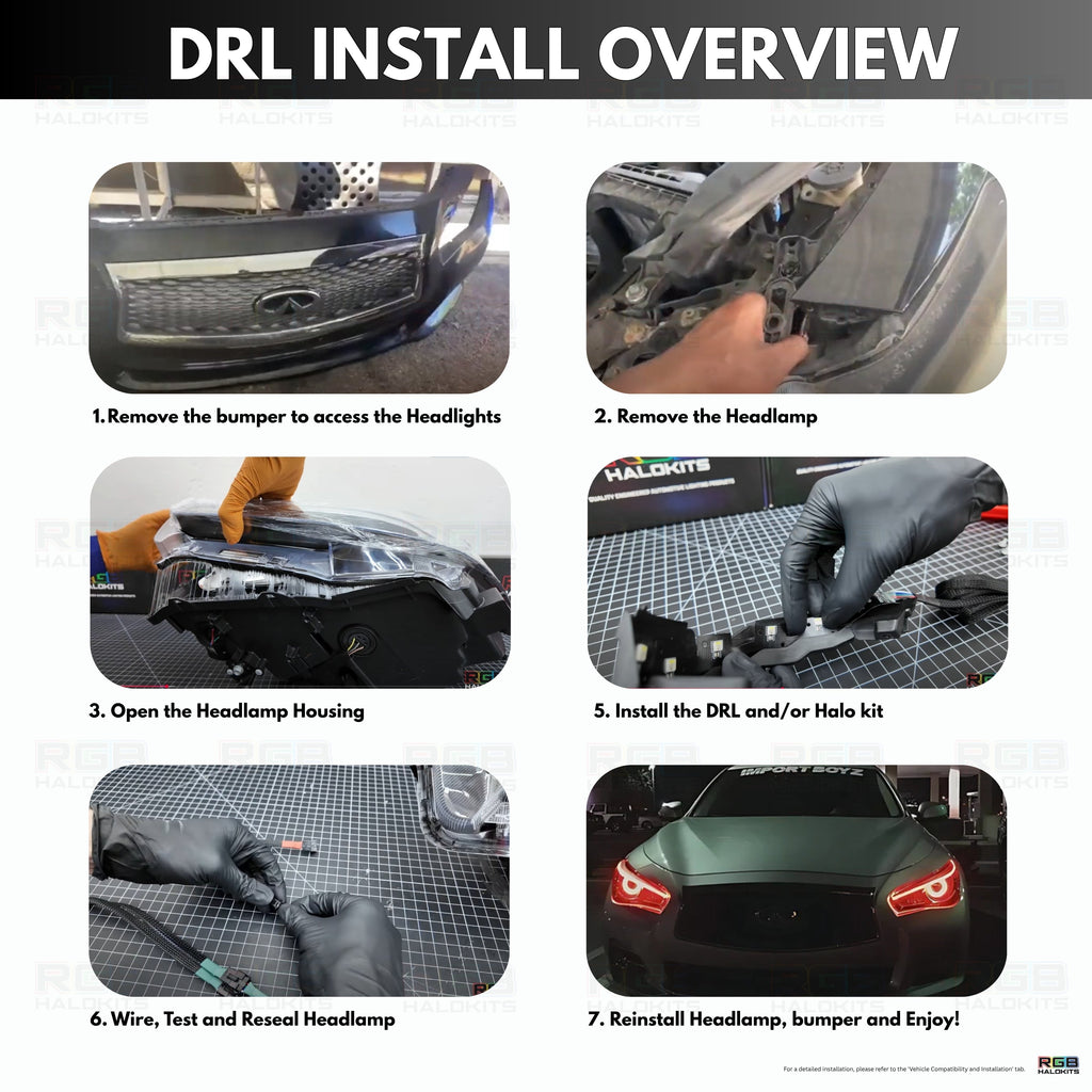RGB Halo Kits Infiniti Q50 Multicolor Flow DRL Boards (2014-2024)