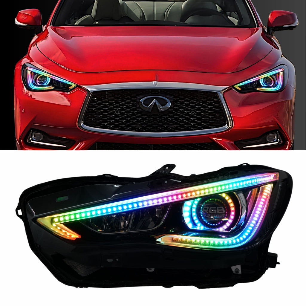 RGB Halo Kits S6 | B13 | A22 | P2 - BX12 Infiniti Q60 DRL Boards (Multicolor Flow) 2016-2022