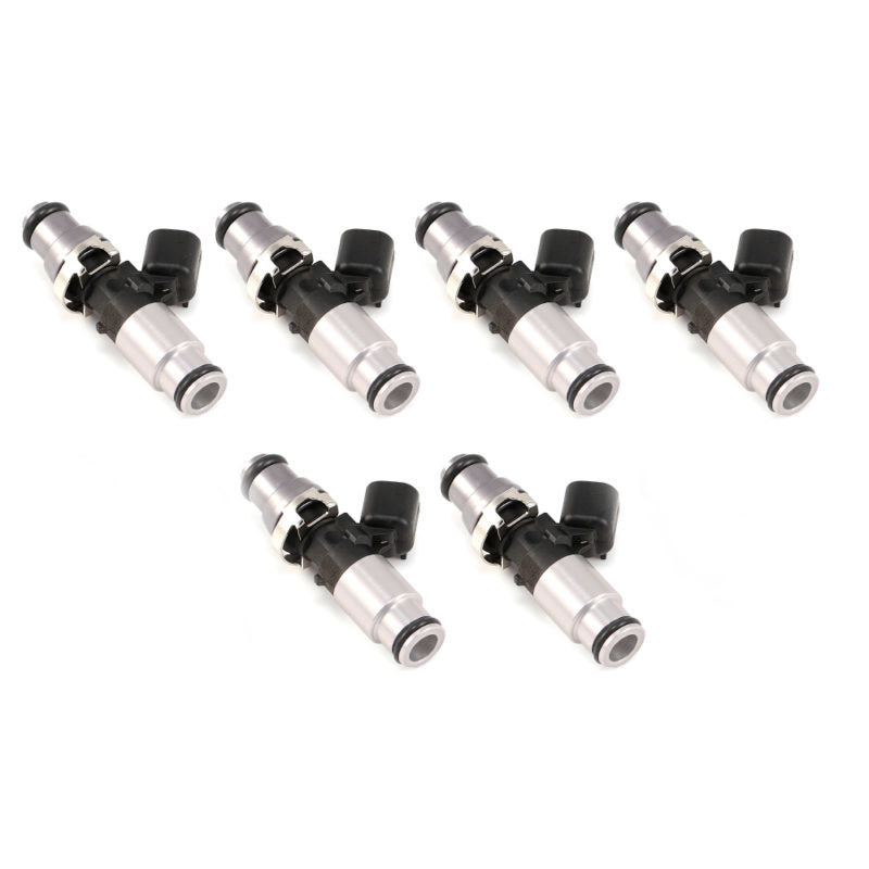 Injector Dynamics 1050X Injectors 14mm (Grey) Adaptor Top - (Silver) Bottom Adapter (Set of 6) - Black Ops Auto Works