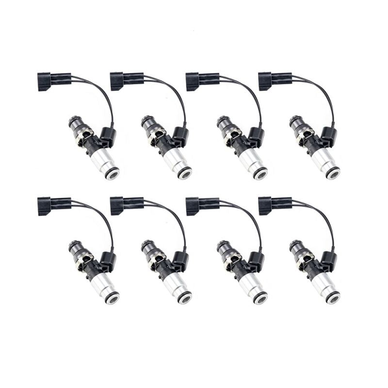 Injector Dynamics ID1050X Injectors 14mm (Grey) Adaptor Top Bottom (Silver) Adaptor (Set of 8) - Black Ops Auto Works