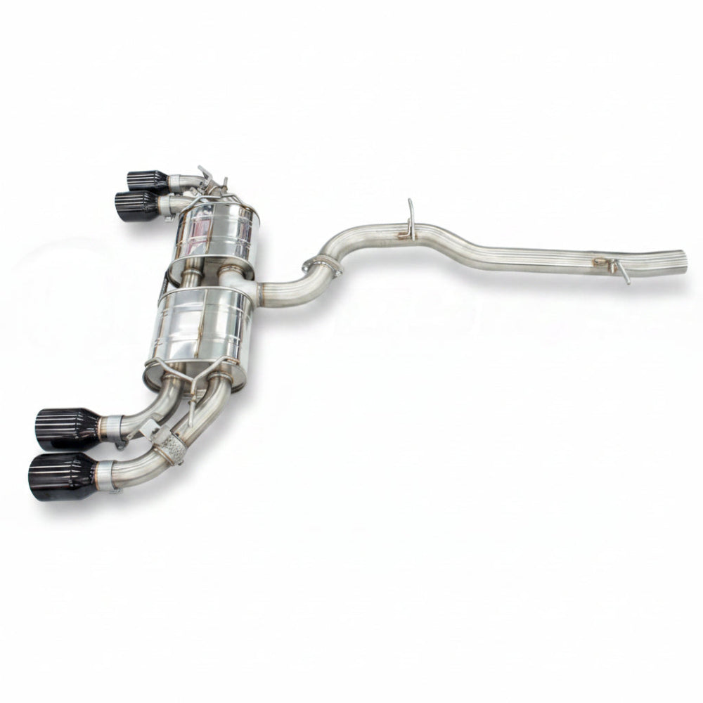 Invidia Invidia 2022+ Volkswagen Golf R MK8 76mm R400 Valved Cat Back Exhaust Straight Cut Black Tips