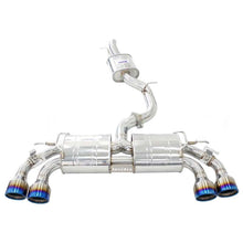 Load image into Gallery viewer, Invidia R400 valved cat back exhaust for VW Golf R MK8, full system overview with quad titanium tips