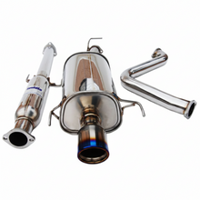 Load image into Gallery viewer, Close-up of the Invidia Q300 titanium rolled exhaust tip.
