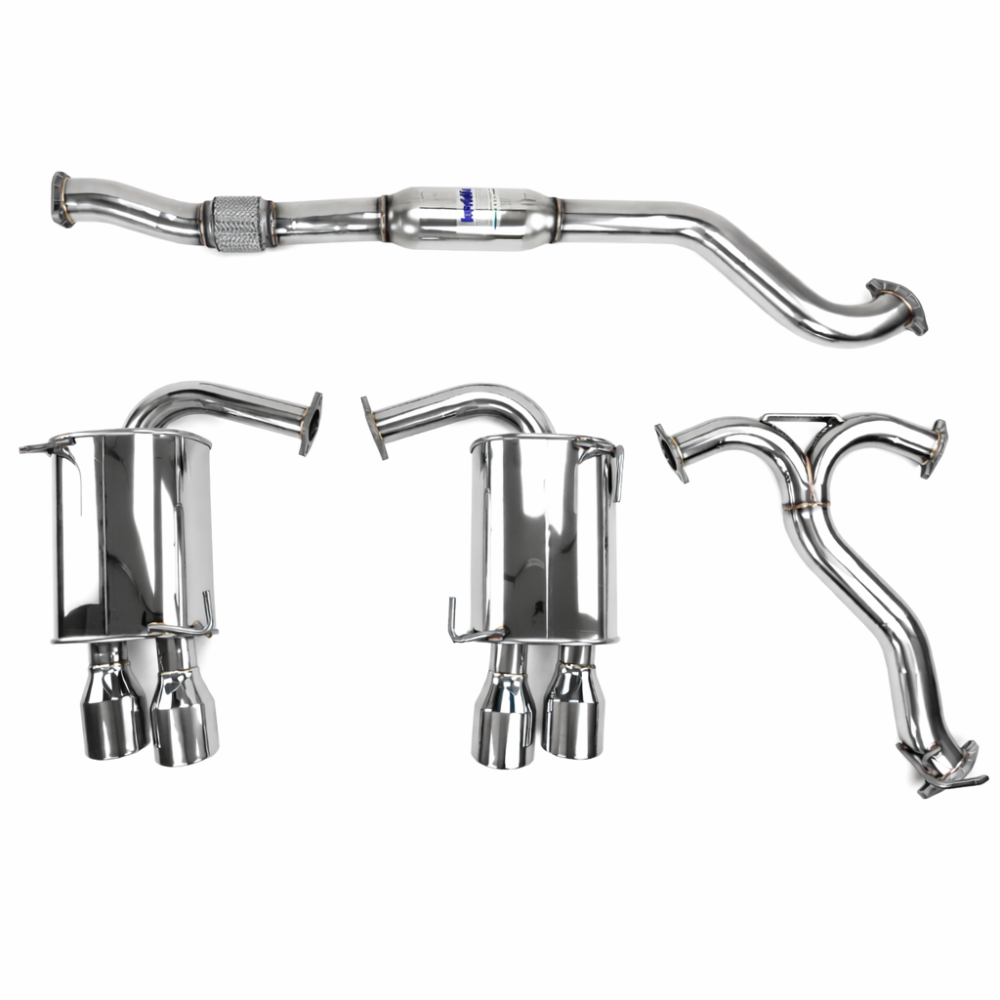 Invidia Q300 titanium burnt quad tip cat-back exhaust full view