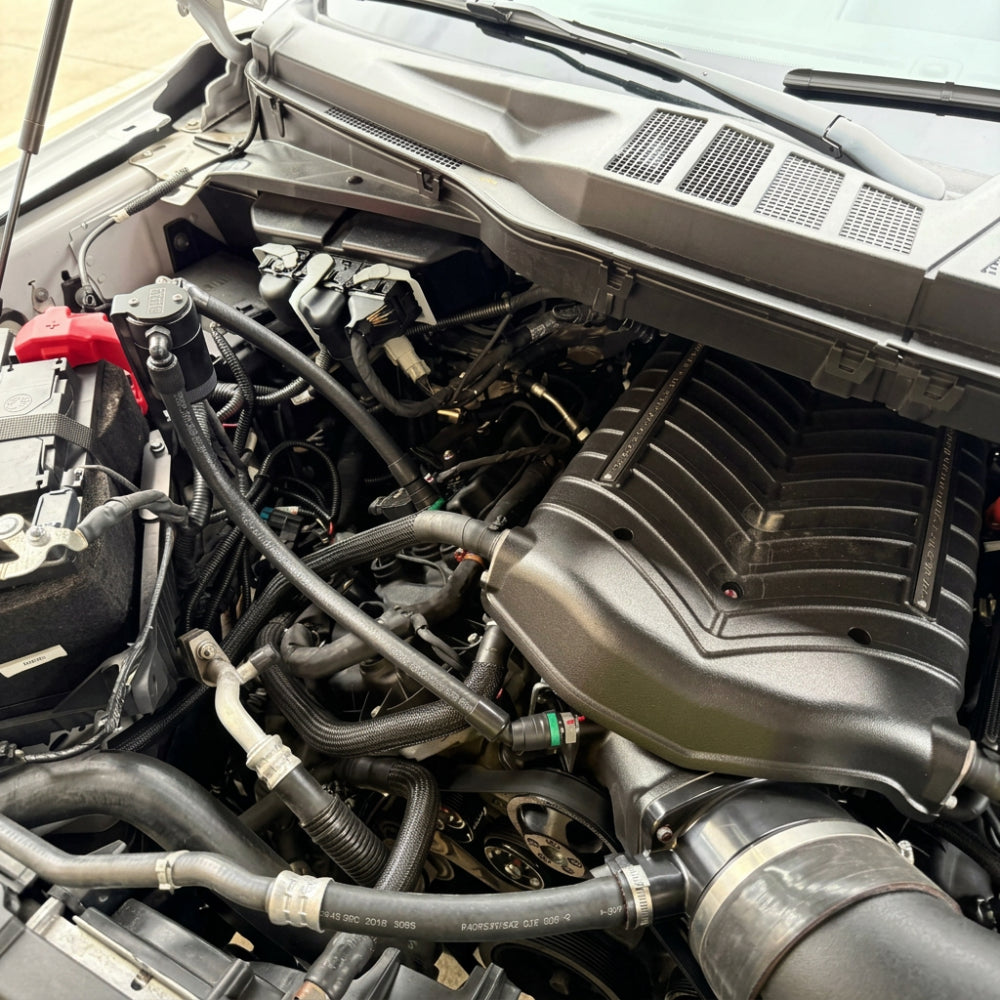 J&L 3131P-B installed in Ford F-150 engine bay