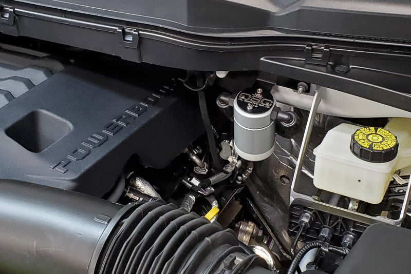 J&L 2021-2023 Ford F-150 3.5L Passenger Side Oil Separator 3.0 - Clear Anodized - J&L JLT3028P-C