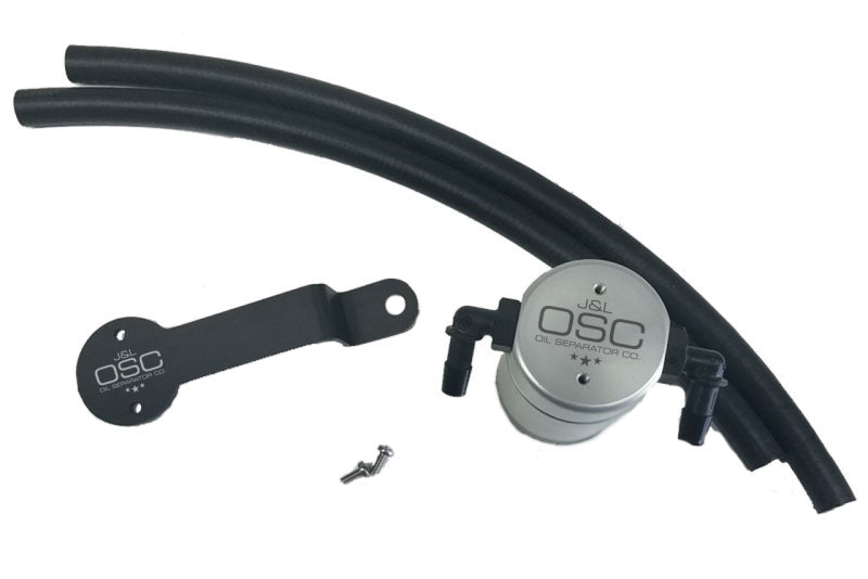 J&amp;L 13-19 Ford Fusion 2.0L EcoBoost Passenger Side Oil Separator 3.0 - Clear Anodized - Black Ops Auto Works