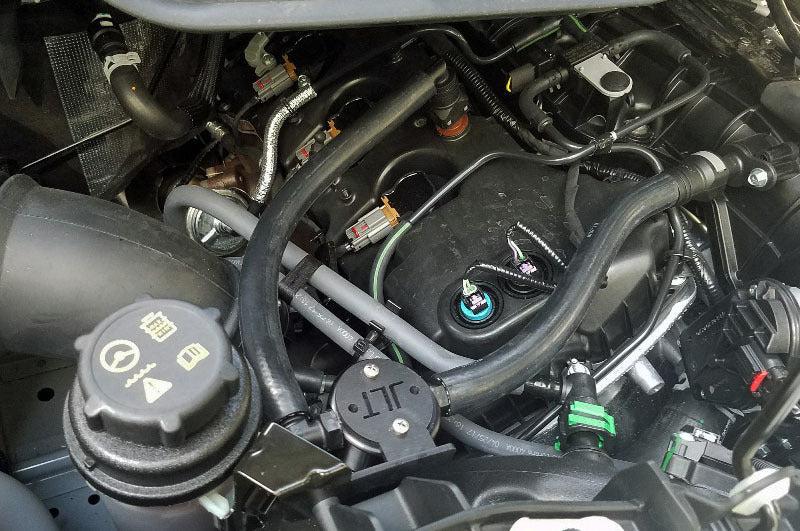 J&amp;L 15-22 Ford Transit 150/250/350 3.5L EcoBoost Passenger Side Oil Separator 3.0 - Black Anodiz - Black Ops Auto Works