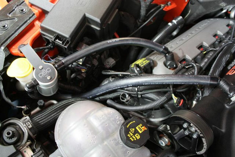 J&amp;L 15-23 Ford Mustang GT/15-20 Ford Mustang GT350 Passenger Side Oil Separator 3.0 - Clear Anod - Black Ops Auto Works
