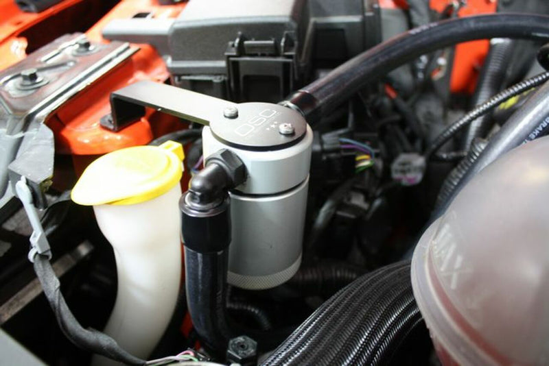 J&amp;L 15-23 Ford Mustang GT/15-20 Ford Mustang GT350 Passenger Side Oil Separator 3.0 - Clear Anod - Black Ops Auto Works