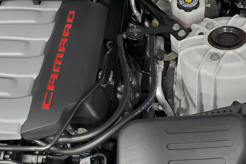J&amp;L 16-23 Chevrolet Camaro LT1 6.2L Driver Side Oil Separator 3.0 - Black Anodized - Black Ops Auto Works