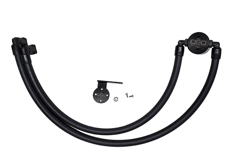 J&amp;L 17-22 Ford F-250 6.2L/7.3L Passenger Side Oil Separator 3.0 - Black Anodized - Black Ops Auto Works
