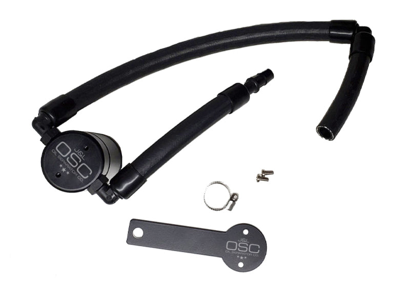 J&amp;L 18-22 Kia Stinger GT 3.3TT Passenger Side Oil Separator 3.0 - Black Anodized - Black Ops Auto Works