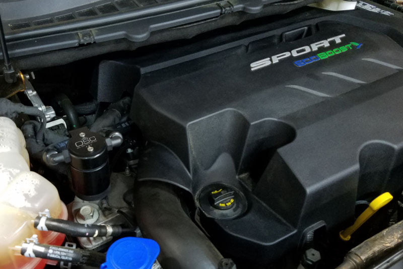 J&amp;L 2015-2023 Ford Edge Sport/ST Passenger Side Oil Separator 3.0 - Black Anodized - Black Ops Auto Works