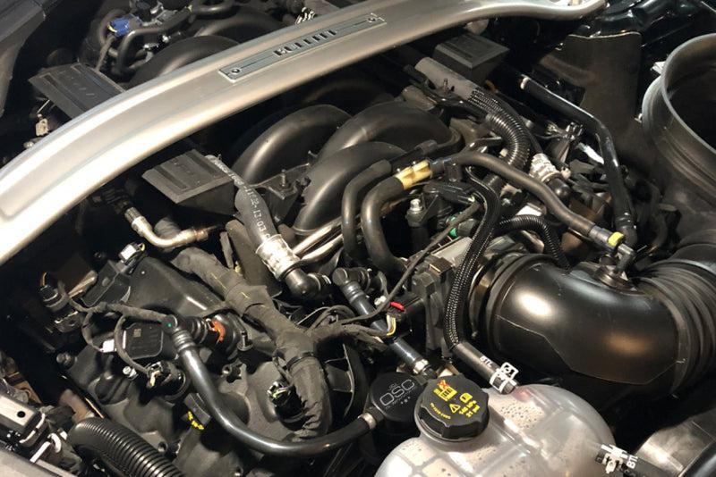 J&amp;L 2018-2023 Ford Mustang GT Passenger Side Oil Separator 3.0 - Black Anodized - Black Ops Auto Works