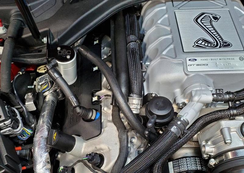 J&amp;L 2020-2022 Ford Mustang GT500 Passenger Side Oil Separator 3.0 - Clear Anodized - Black Ops Auto Works