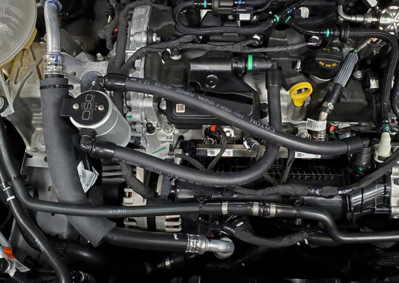 J&amp;L 2021-2023 Ford Bronco 1.5L EcoBoost Passenger Side Oil Separator 3.0 - Clear Anodized - Black Ops Auto Works