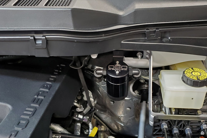 J&amp;L 2021-2023 Ford F-150 3.5L Passenger Side Oil Separator 3.0 - Black Anodized - Black Ops Auto Works