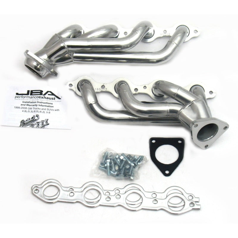 JBA 02-13 GM Truck 4.8L/5.3L LS Silver Ctd Cat4Ward Header - Black Ops Auto Works