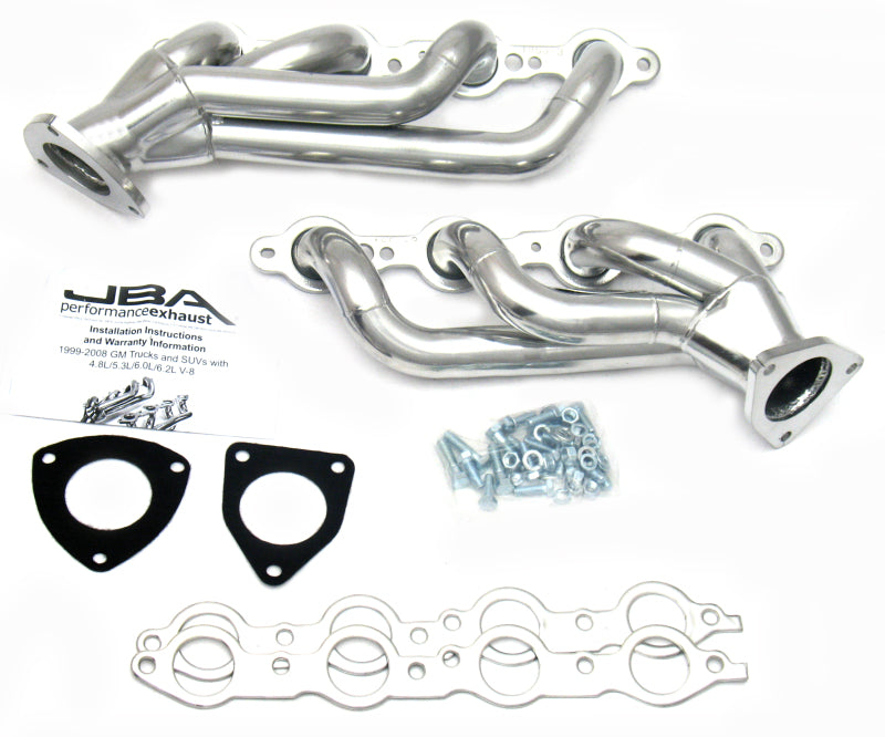 JBA 03-06 GM Truck 6.0L LS w/o EGR 1-5/8in Primary Silver Ctd Cat4Ward Header - Black Ops Auto Works