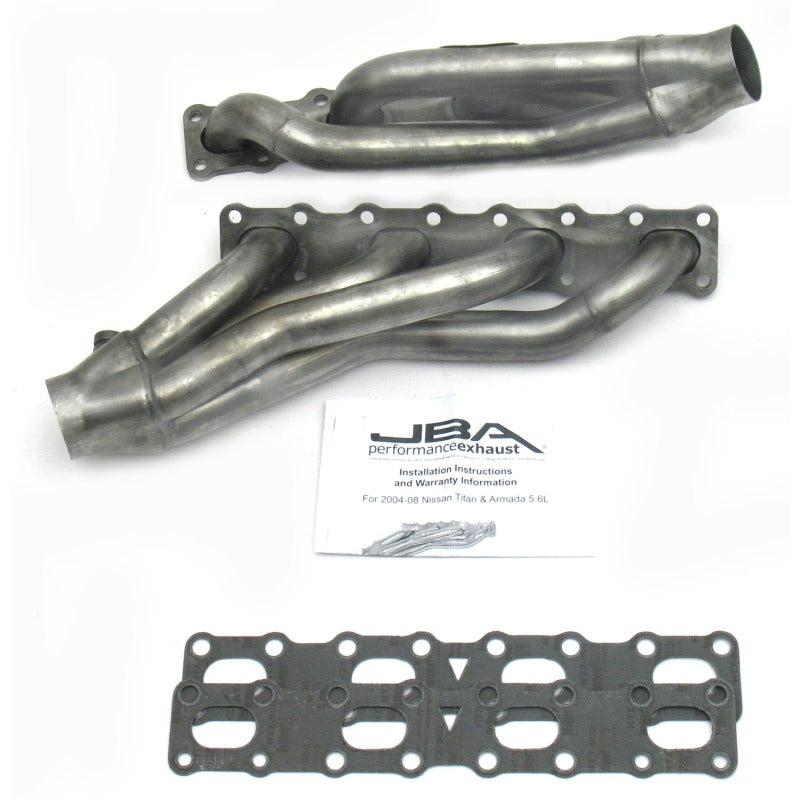 JBA 04-15 Nissan 5.6L VK56DE Oval Port 1-5/8in Primary Raw 409SS Cat4Ward Header - Black Ops Auto Works