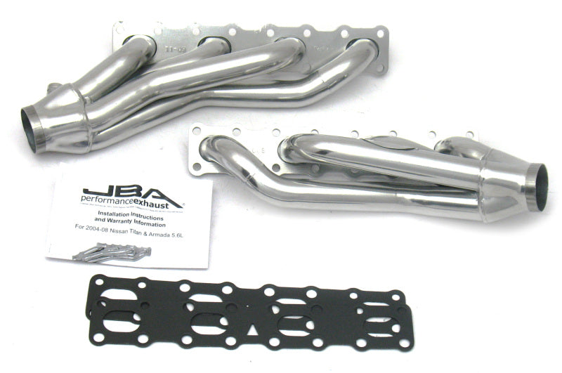 JBA 04-15 Nissan 5.6L VK56DE Oval Port 1-5/8in Primary Silver Ctd Cat4Ward Header - Black Ops Auto Works