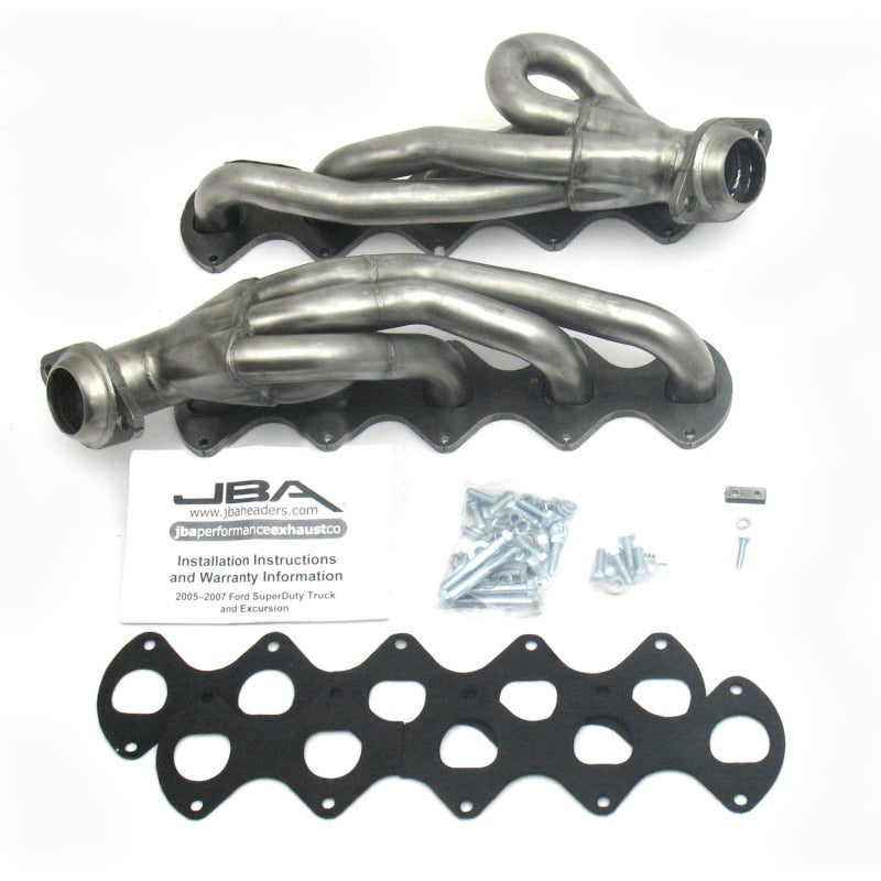 JBA 05-10 Ford F-Series 6.8L 3V V10 1-1/2in Primary Raw 409SS Cat4Ward Header - Black Ops Auto Works