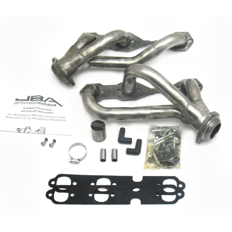 JBA 88-95 & 02-03 GM S-Truck 4.3L V6 4WD 1-1/2in Primary Raw 409SS Cat4Ward Header - Black Ops Auto Works