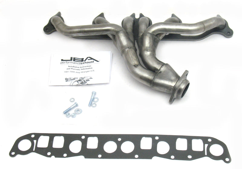 JBA 91-99 Jeep 4.0L 1-1/2in Primary Raw 409SS Cat4Ward Header - Black Ops Auto Works