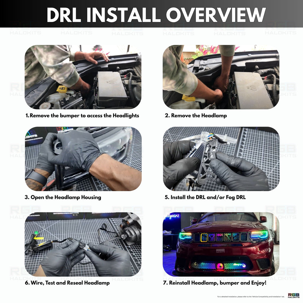 RGB Halo Kits Jeep Grand Cherokee Multicolor DRL Boards (2014-2021)
