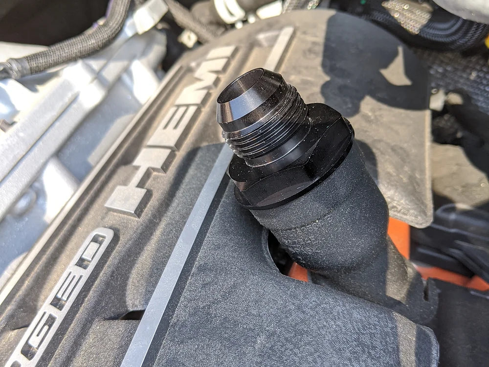 Jeep Grand Cherokee Trackhawk Wild Catch Can assembly with hoses and fittings