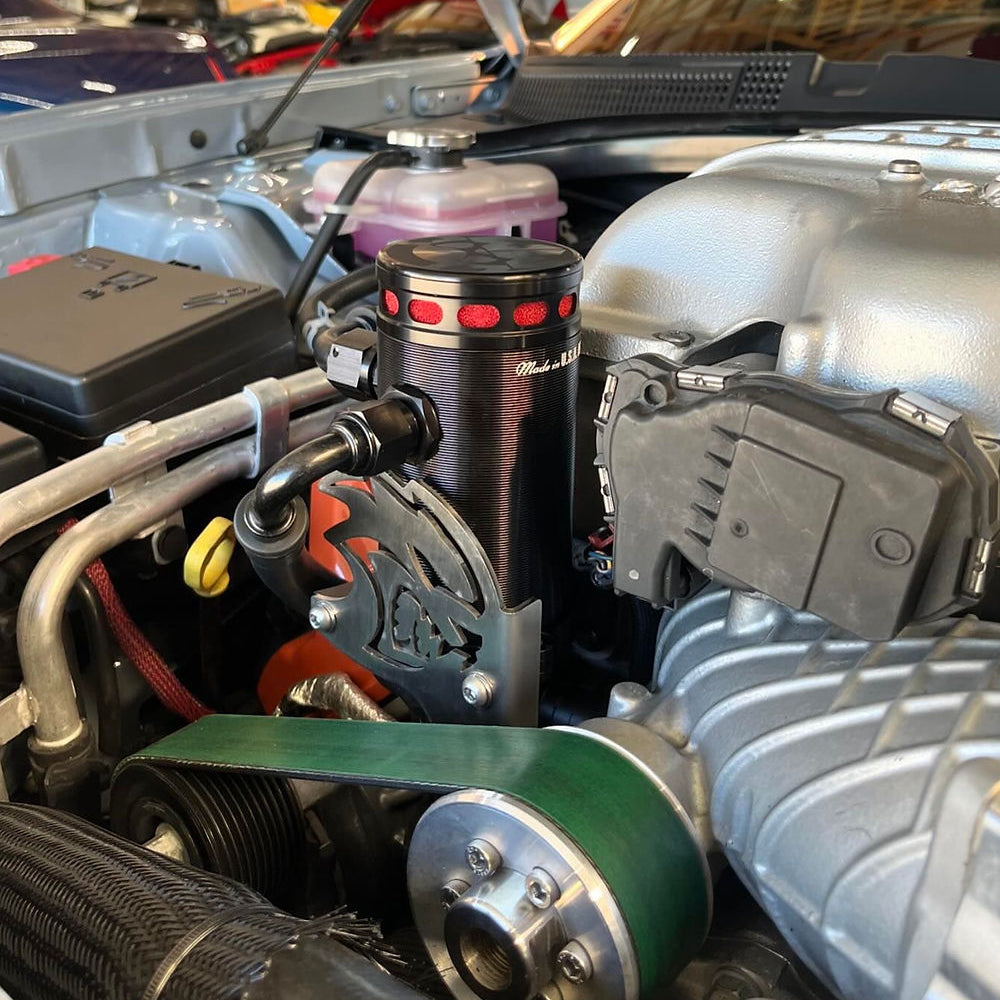 Installed Wild Catch Can in Durango Hellcat engine bay