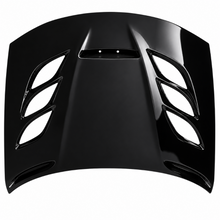 Load image into Gallery viewer, Gloss black gel coat Sniper hood photographed from above showing the scoop and louvre openings