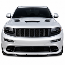 Load image into Gallery viewer, White Jeep Grand Cherokee SRT photographed head on with the louvred Sniper hood fitted