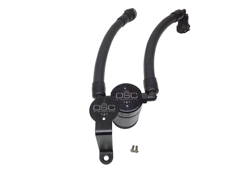 J&L 07-14 Ford Mustang GT500 Oil Separator 3.0 Passenger Side (Remote Mount) - Black Anodized - Black Ops Auto Works