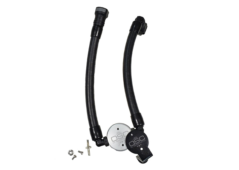 J&L 07-14 Ford Mustang GT500 Oil Separator 3.0 Passenger Side (Remote Mount) - Clear Anodized - Black Ops Auto Works