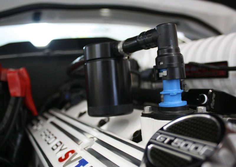 J&L 07-14 Ford Mustang GT500 Passenger Side Oil Separator 3.0 - Black Anodized - Black Ops Auto Works