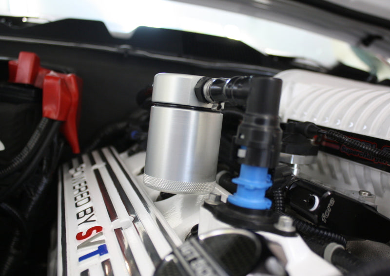 J&L 07-14 Ford Mustang GT500 Passenger Side Oil Separator 3.0 - Clear Anodized - Black Ops Auto Works