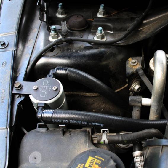 J&L 10-18 Ford Taurus Sho EcoBoost V6 Passenger Side Oil Separator 3.0 - Clear Anodized - Black Ops Auto Works