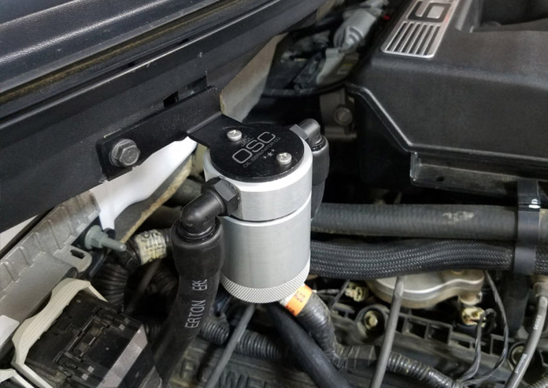 J&L 11-14 Ford F-150/Ford F-150 Raptor 6.2L Passenger Side Oil Separator 3.0 - Clear Anodized - Black Ops Auto Works